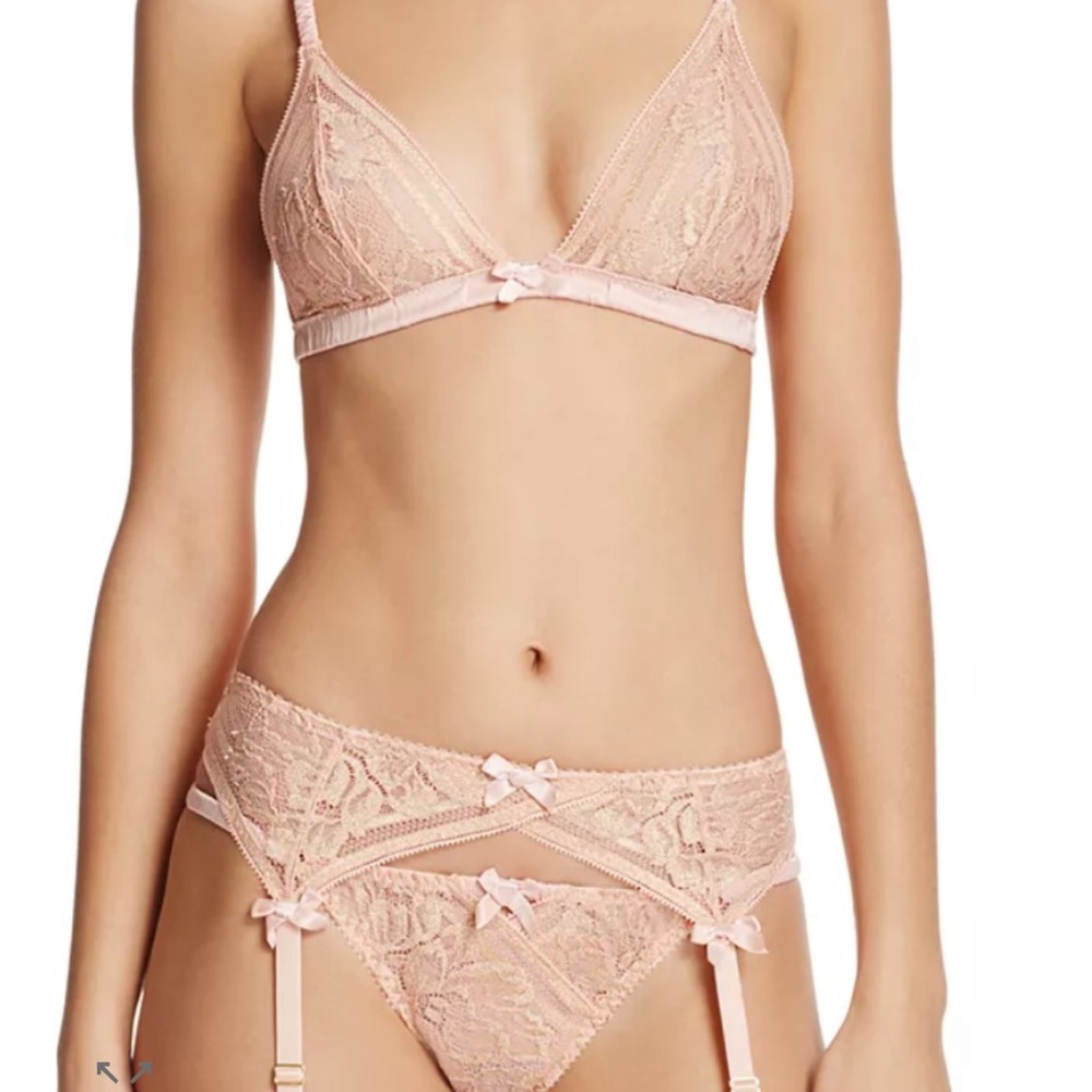3 Piece Set: NWOT L’Agent by Agent Provocateur Siena Blush and Metallic Lace Set